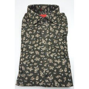 Isaia Microfiber Forest Green Beige Floral Long Sleeve Cotton Shirt 15.5/39 NEW